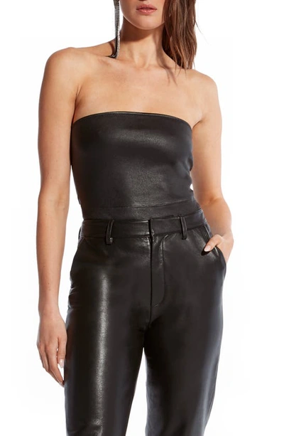 As By Df Cinematique Stretch Leather Bustier In Black