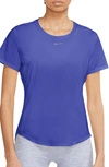 Nike Women's Dri-fit Uv One Luxe Standard Fit Short-sleeve Top In Blue