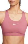 Nike Dri-fit Swoosh High Support Non-padded Adjustable Sports Bra In Pink