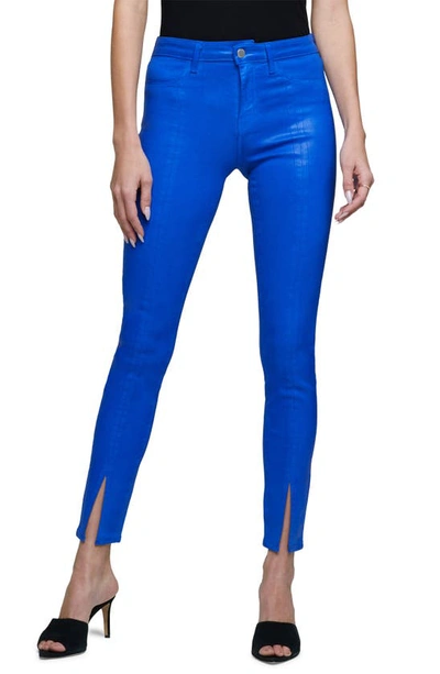 L Agence Jyothi Coated Split-cuff Skinny Jeans In Blue-med