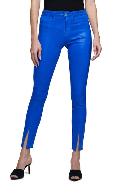 L Agence Jyothi Coated Split-cuff Skinny Jeans In Electric Blue Coated