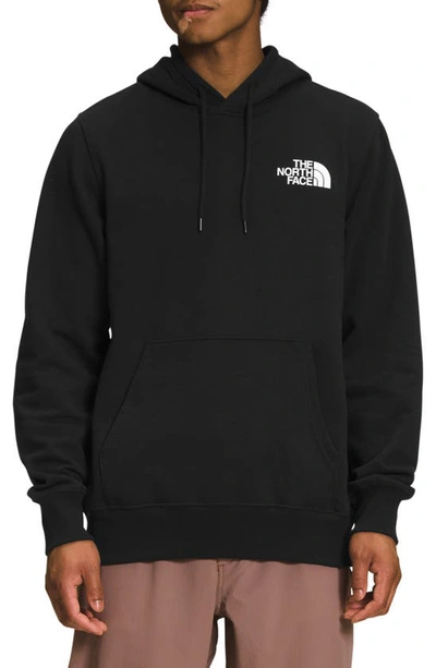 The North Face Nse Box Logo Graphic Hoodie In Tnf Black Trail Glow Print