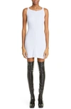 COURRÈGES SWALLOW LOGO EMBROIDERED RIB BODY-CON MINIDRESS