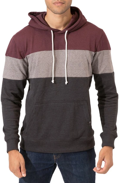 Threads 4 Thought Romero Colourblock Linen Blend Hoodie In Maroon Rust / Carbon