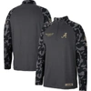 Colosseum Charcoal Alabama Crimson Tide Oht Military Appreciation Long Range Raglan Quarter-zip Jack In Charcoal