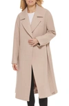 Cole Haan Signature Oversize Belted Basket Weave Wool Blend Wrap Coat In Oatmeal
