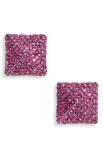 Valentino Garavani Rockstud Crystal Stud Earrings In Pink Pp