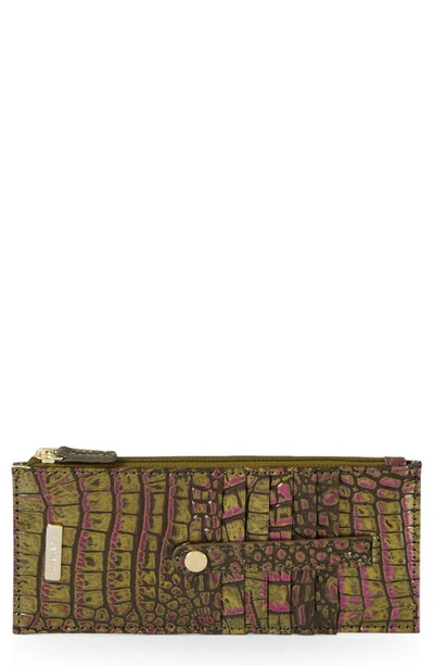 Brahmin Credit Card Melbourne Embossed Leather Wallet In Pesto Melbourne
