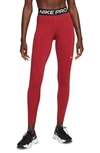 Nike Women's  Pro Mid-rise Mesh-paneled Leggings In Red