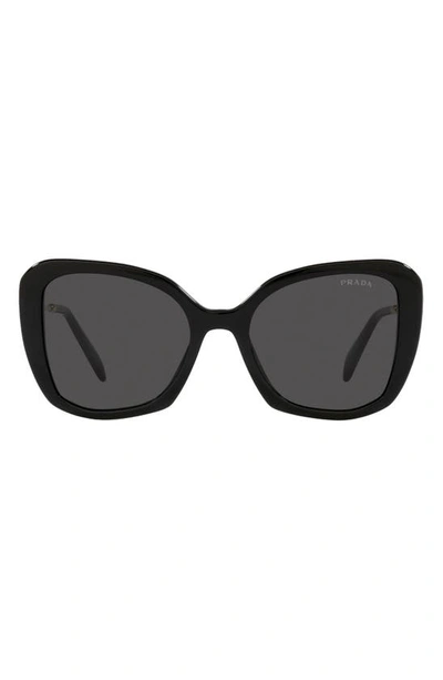 Prada 53mm Butterfly Sunglasses In Black/gray Solid