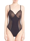 Spanx Haute Contour Nouveau Stretch-mesh Thong Bodysuit In Very Black