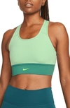 Nike Women's Swoosh Medium-support 1-piece Padded Longline Sports Bra In Green