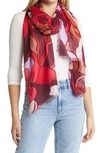 Nordstrom Eyelash Trim Print Cashmere & Silk Wrap In Burgundy London Dense Florals