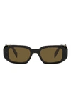 Prada Runway 49mm Rectangle Sunglasses In Black_yellow_marble_dark_brown