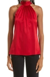 Ramy Brook Lori Stretch Silk Halter Top In Scarlet