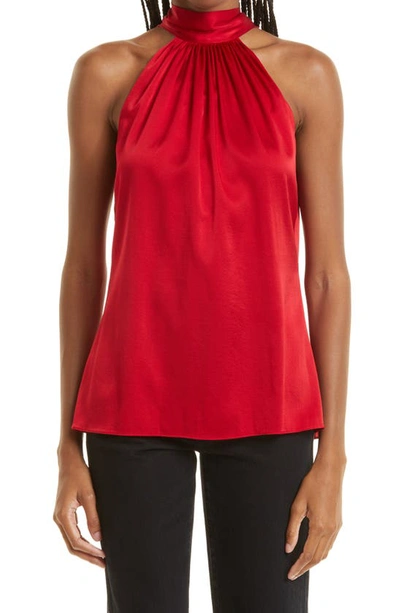 Ramy Brook Lori Stretch Silk Halter Top In Scarlet