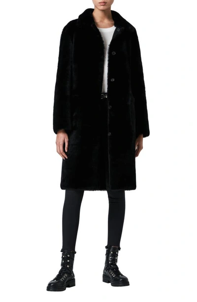 Allsaints Serra Genuine Shearling Coat In Black