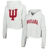 League Collegiate Wear Ash Indiana Hoosiers 2-hit 1636 Cropped Pullover Hoodie In Ash