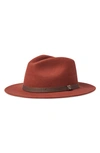 Brixton Messer Packable Wool Fedora In Burnt Henna