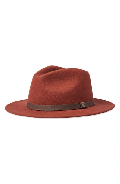 Brixton Messer Packable Wool Fedora In Burnt Henna