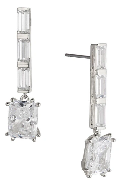 Nadri Chateau Crystal Linear Drop Earrings In Rhodium
