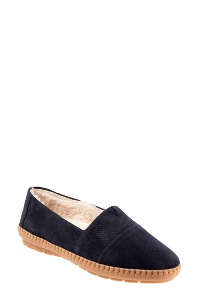 Trotters Ruby Faux Shearling Lined Loafer In Navy Suede