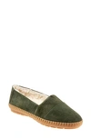 Trotters Ruby Faux Shearling Lined Loafer In Dark Green Suede