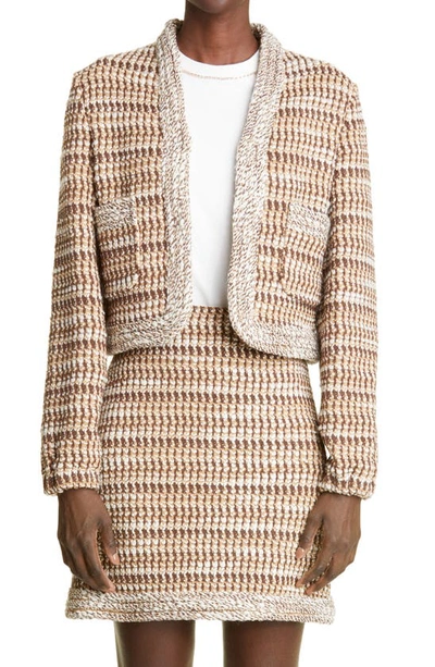 St John Multi-texture Knit Jacket In Camel Multi