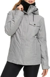 Roxy Billie Water Repellent Insulated Snow Jacket In Heather Grey