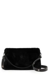 Allsaints Fletcher Genuine Shearling Crossbody Bag In Black