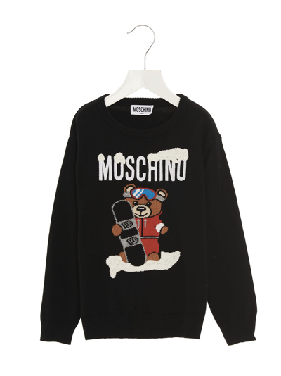 Moschino Kids' Bear Sweater In Black