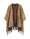 ETRO WOMAN CAPE IN ANIMALIER WOOL WITH FRINGES