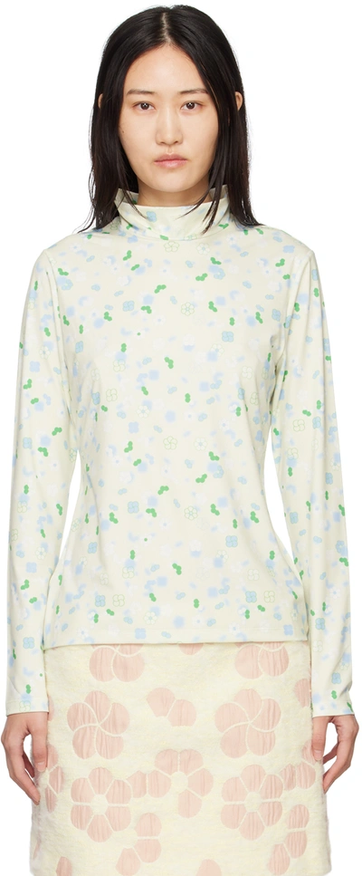 Minjukim Green Bari Flower Long Sleeve T-shirt In Lemon