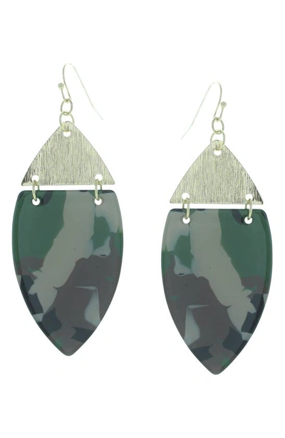 Olivia Welles Gold-plated Zoey Camouflage Teardrop Earrings In Gold / Green / Brown