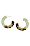 Olivia Welles Drew Mixed C Hoop Earrings In Brown / Ivory