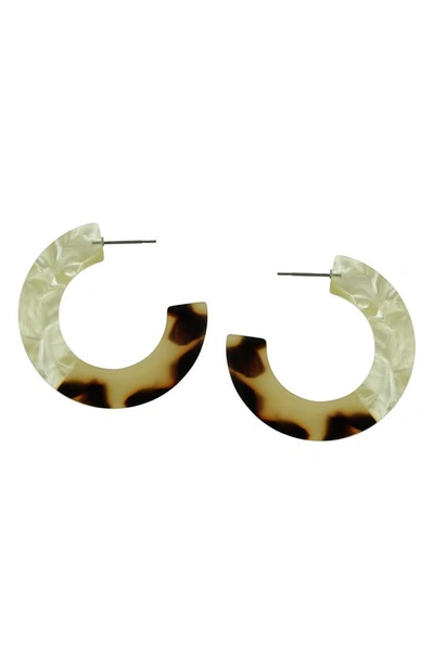 Olivia Welles Drew Mixed C Hoop Earrings In Brown / Ivory