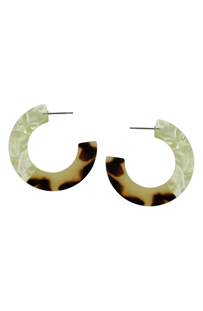 Olivia Welles Drew Mixed C Hoop Earrings In Brown/ivory