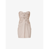 Saint Laurent Crepe Jersey Cut-out Mini Dress In Lilas Taupe