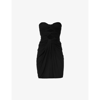 Saint Laurent Corseted Sweetheart-neck Cut-out Woven Mini Dress In Noir