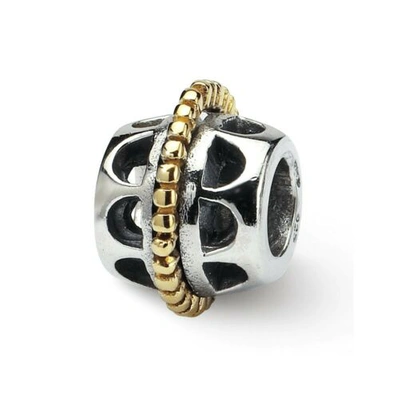 Pre-owned Reflection Beads Bali Bead .925 Sterling Silver & 14k Gold Accent Antique  In Yellow