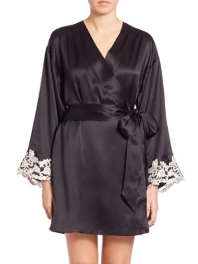 La Perla Women's Waistcoataglia Corta Silk Dressing Gown In Black / Ivory