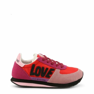 Pre-owned Moschino Love  Pink Red Suede Sneakers