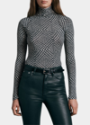 Rag & Bone Shaw Geo Print Paneled Turtleneck Top In White / Black