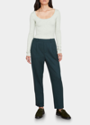 Vince Easy Wool-blend Pull-on Pants In Azure Onyx