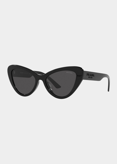 Prada Bicolor Acetate Cat-eye Sunglasses In Black