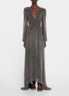 RAMY BROOK LEBRON LONG-SLEEVE METALLIC MAXI DRESS