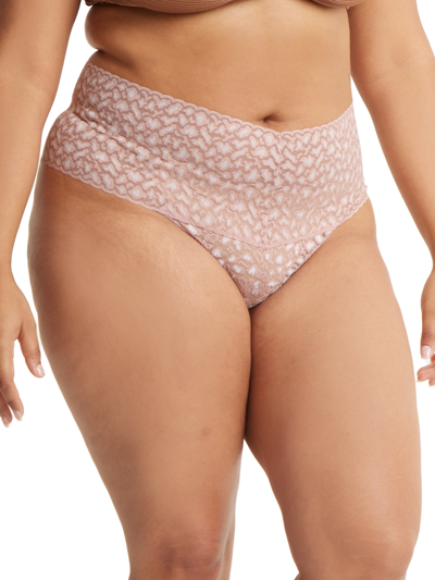 Hanky Panky Cross Dye Leopard Plus Retro Thong In White