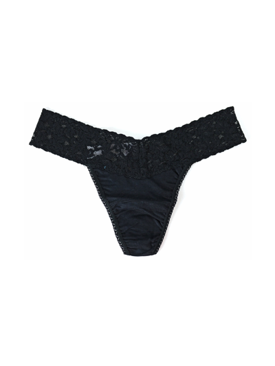 Hanky Panky Petite Size Supima® Cotton Low Rise Thong In Black