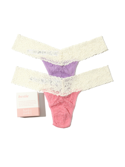 Hanky Panky Bestie 2 Pack Low Rise Signature Lace Thongs In Box In White