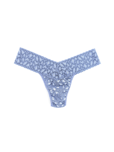 Hanky Panky Cross Dyed Leopard Petite Low Rise Thong In Blue